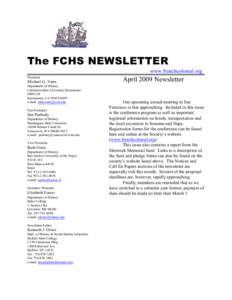 The FCHS NEWSLETTER www.frenchcolonial.org President Michael G. Vann Department of History