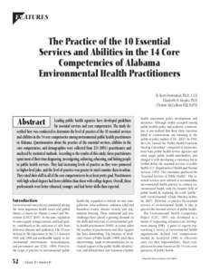 The Practice of the 10 Essential Services and Abilities in the 14 Core Competencies of Alabama Environmental Health Practitioners