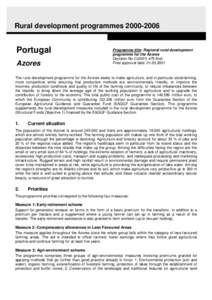 Rural development programmes[removed]Portugal Azores  Programme title: Regional rural development