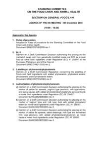 Agenda of the meeting of the Standing Committee on the Food Chain and Animal Health of 8th December[removed]Section General ...