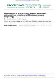 Downloaded from rspb.royalsocietypublishing.org on October 31, 2013  Relationships of lacertid lizards (Reptilia: Lacertidae)