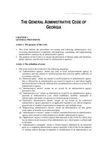 Translated by AMEX International, Inc. Tbilisi Branch September 18, 1999 THE GENERAL ADMINISTRATIVE CODE OF GEORGIA CHAPTER 1