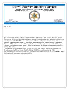 Kiowa County / Law enforcement in the United States / Local government in the United States / Sheriffs in the United States