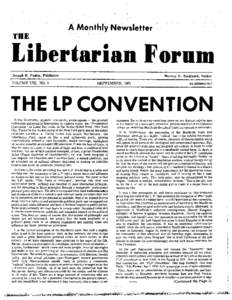 Libertarian Forum Joseph R. Peden, Publisher