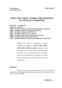 For discussion on 7 October 1998 PWSC[removed]ITEM FOR PUBLIC WORKS SUBCOMMITTEE