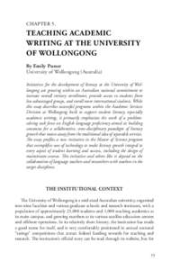 CHAPTER 5.  TEACHING ACADEMIC WRITING AT THE UNIVERSITY OF WOLLONGONG By Emily Purser