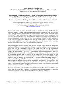 ABSTRACT Horizontal and Vertical Distribution of Carbon, Nitrogen and Sulfur Concentrations in Sungai Putri Peat Forest, Ketapang District of West Kalimantan Province, Indonesia, #[removed])