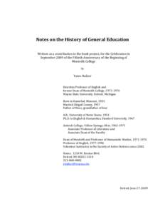       Notes on the History of General Education     