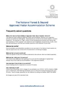 Approved Visitor Accommodation Scheme Accredited by VisitEngland The National Forest & Beyond Approved Visitor Accommodation Scheme