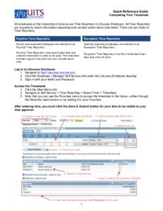 Quick Reference Guide 	
   Completing Your Timesheet  	
  