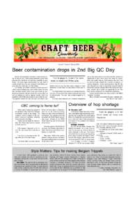 Volume 7, Issue 2/SpringBeer contamination drops in 2nd Big QC Day Big QC Day generated hundreds of more entries during its second year. Participating breweries should have received their results by the time this 
