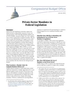 JANUARY[removed]Private-Sector Mandates in Federal Legislation
