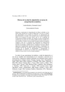 Psicológica (2006), 27, [removed]Efectos de la edad de adquisición en tareas de categorización semántica Analía Barbón y Fernando Cuetos* Universidad de Oviedo