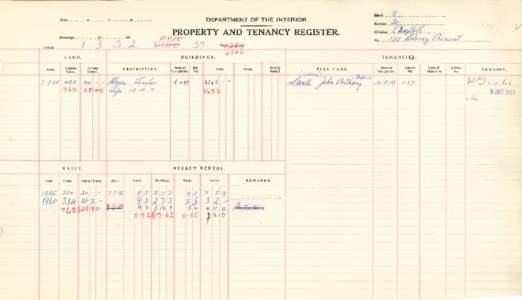 Department of the Interior Property and Tenancy Ledger