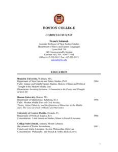    	
   BOSTON COLLEGE CURRICULUM VITAE