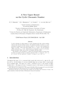 A New Upper Bound on the Cyclic Chromatic Number O. V. Borodin,1 H. J. Broersma,2 1