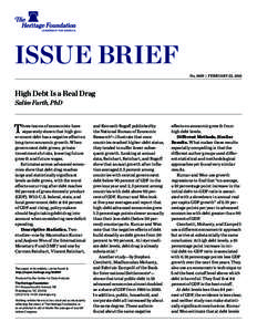 Issue Brief No. 3859 | February 22, 2013 High Debt Is a Real Drag Salim Furth, PhD
