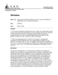 Comptroller General of the United States United States General Accounting Office Washington, DC[removed]Decision