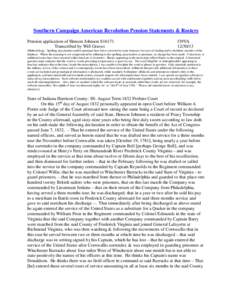 Southern Campaign American Revolution Pension Statements & Rosters Pension application of Henson Johnson S16171 Transcribed by Will Graves f39VA[removed]