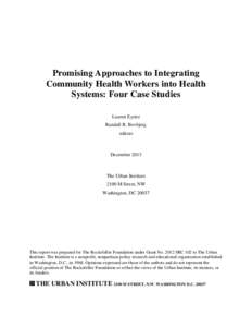Promising Approaches to Integrating Community Health Workers into Health Systems: Four Case Studies