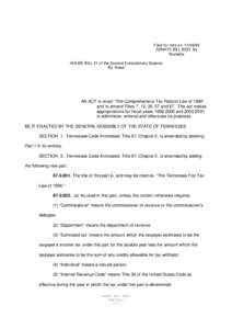 Filed for intro on[removed]SENATE BILL 8035 By Rochelle HOUSE BILL 31 of the Second Extraordinary Session By Head