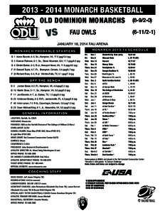 [removed]MONARCH BASKETBALL OLD DOMINION MONARCHS[removed]FAU OWLS