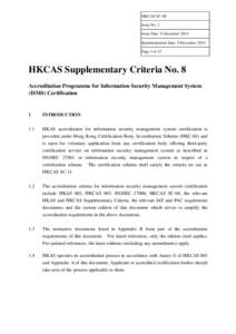 HKCAS SC-08 Issue No. 2 Issue Date: 9 December 2014 Implementation Date: 9 December 2014 Page 1 of 12
