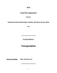 2014  Fixed Price Agreement Between  Community Action Partnership, Lewiston, Nez Perce County, Idaho