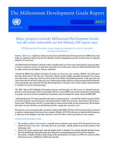 The Millennium Development Goals Report The Millennium Development press release 2011 The Millennium Development Goals Report united nations