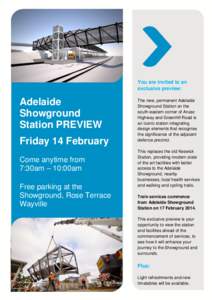 You are invited to an exclusive preview: Adelaide Showground Station PREVIEW