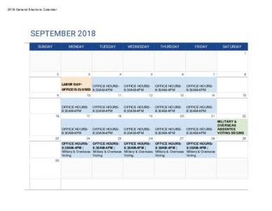 2018 General Elections Calendar