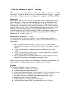 Service-learning, as defined by the National and Community Service Trust Act[removed]is "an innovative instructional strat...