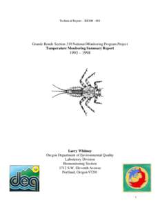 Technical Report – BIO00Grande Ronde Section 319 National Monitoring Program Project Temperature Monitoring Summary Report  1993 – 1998