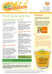Fact sheet 5 Fruit Juice and the Common Cold Cold