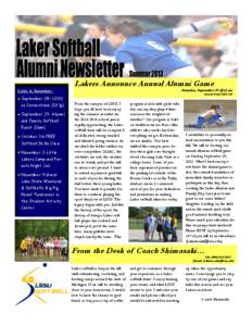 Volume 1, Issue 1  Dates to Remember: September 28– LSSU vs Cornerstone (11/1p)