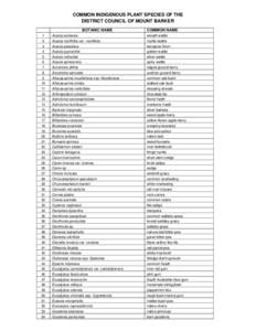 COMMON INDIGENOUS PLANT SPECIES OF THE DISTRICT COUNCIL OF MOUNT BARKER BOTANIC NAME COMMON NAME