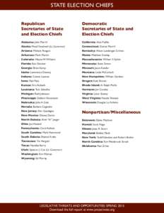 STATE ELECTION CHIEFS Republican Secretaries of State and Election Chiefs  Democratic
