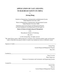 Microsoft Word - Application of CAST and STPA to Railroad Safety in China