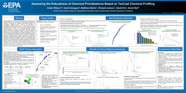 Assessing the Robustness of Chemical Prioritizations Based on ToxCast Chemical Profiling Ander Wilson1,2, Sumit Gangwal1, Matthew Martin1, Richard Judson1, David Dix1, David Reif1 1US EPA, ORD, National Center for Comput