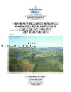 GOVERNMENT OF NEWFOUNDLAND AND LABRADOR Department of Natural Resources Geological Survey  URANIUM IN TILL, BURIN PENINSULA,