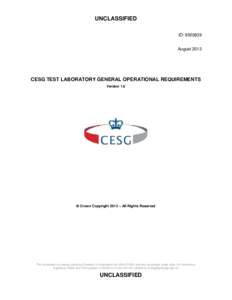 CESG Generic Test Lab Requirements