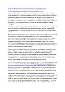 The impact of professional microcredit in France and in developed countries This article was published in the Convergences 2015 MICROFINANCE BAROMETER 2012 The impact of microfinance, hence the sustainable changes it cre