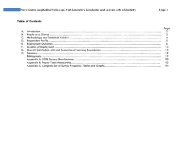 Nova Scotia Longitudinal Follow-up: Post-Secondary Graduates and Leavers with a Disability  Page 1 Table of Contents A.