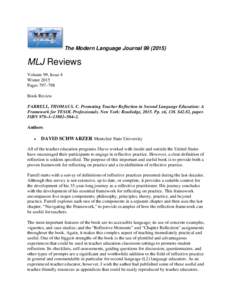The Modern Language JournalMLJ Reviews Volume 99, Issue 4 Winter 2015 Pages 797–798
