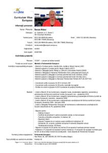 Curriculum Vitae Europass Informaţii personale Nume / Prenume  Renate Weber