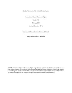 Board of Governors of the Federal Reserve System  International Finance Discussion Papers Number 793 February[removed]revised December 2004)