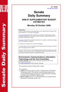 No[removed]www.aph.gov.au/senate Senate Daily Summary[removed]SUPPLEMENTARY BUDGET