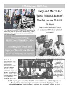 2014 Detroit MLK Day  Rally and March for “Jobs, Peace & Justice” Monday, January 20, [removed]Noon