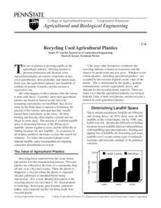 Cooperative Extension  College of Agricultural Sciences Agricultural and Biological Engineering