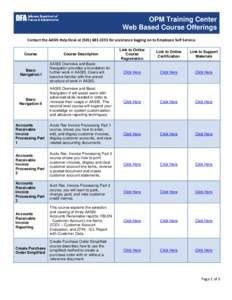 OPM Training Center Web Based Course Offerings Contact the AASIS Help Desk atfor assistance logging on to Employee Self Service. Course  Course Description